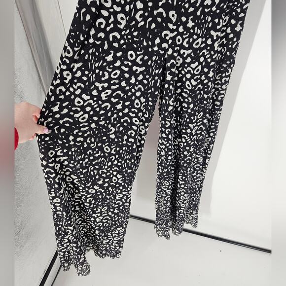 Fuzzi Black White Cheetah Print Strapless Rouched Jumpsuit M - Picture 4 of 9